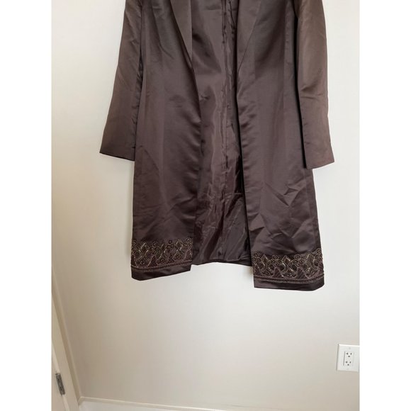 Kasper Bronze Knee Length Embroidered Coat - Size 8 - Picture 8 of 14